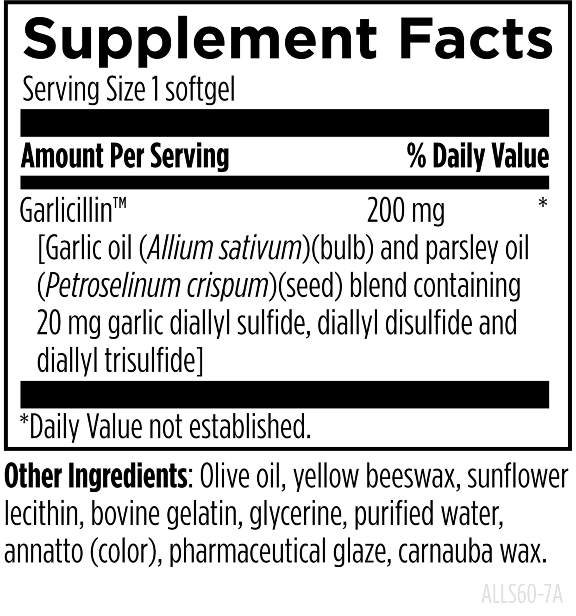 Designs for Health Allicillin - Allicin Supplement with 200mg Garlic Oil + Parsley Oil - Garlic Pills with Powerful Sulfides - Enteric Coated to Help Reduce Odor, Non-GMO (60 Softgels) - Image 3
