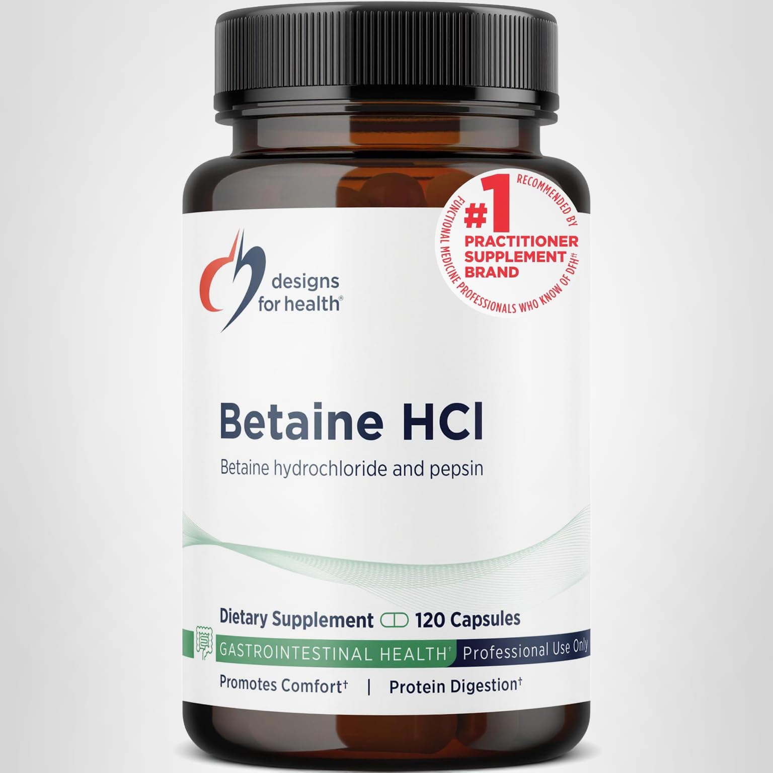Designs for Health Betaine HCl with Pepsin - 750mg Betaine Hydrochloride + Protein Digestive Enzyme - Non-GMO Supplement to Support Digestive Function (120 Capsules) - Image 9