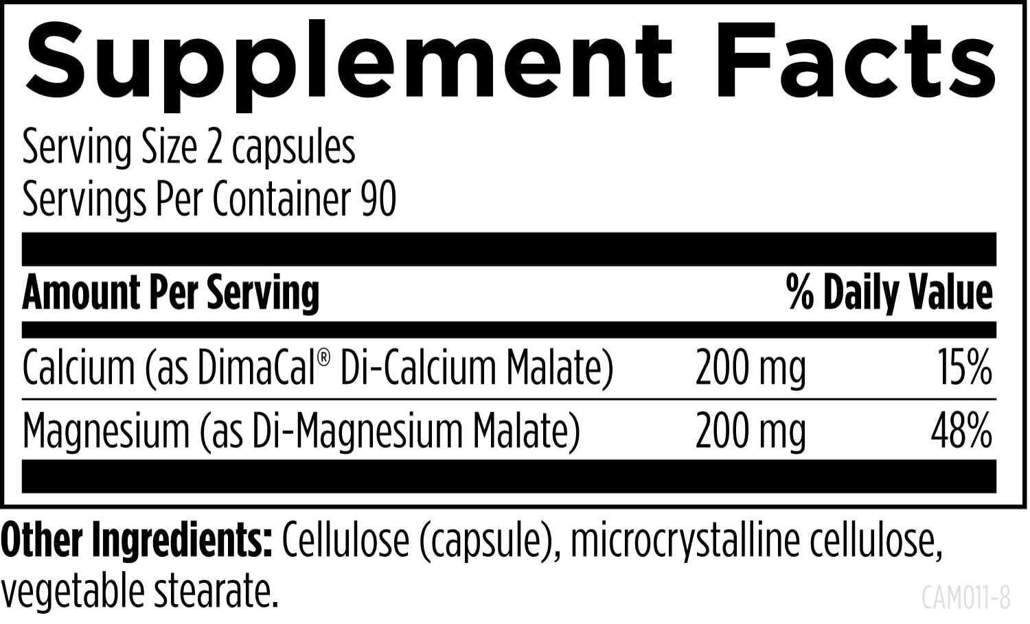 Designs for Health Cal/Mag 1:1-200mg Chelated Magnesium Malate + 200mg Calcium Malate Supplement - Non-GMO, Highly Absorbable Bone Support Nutrients (180 Capsules) - Image 3