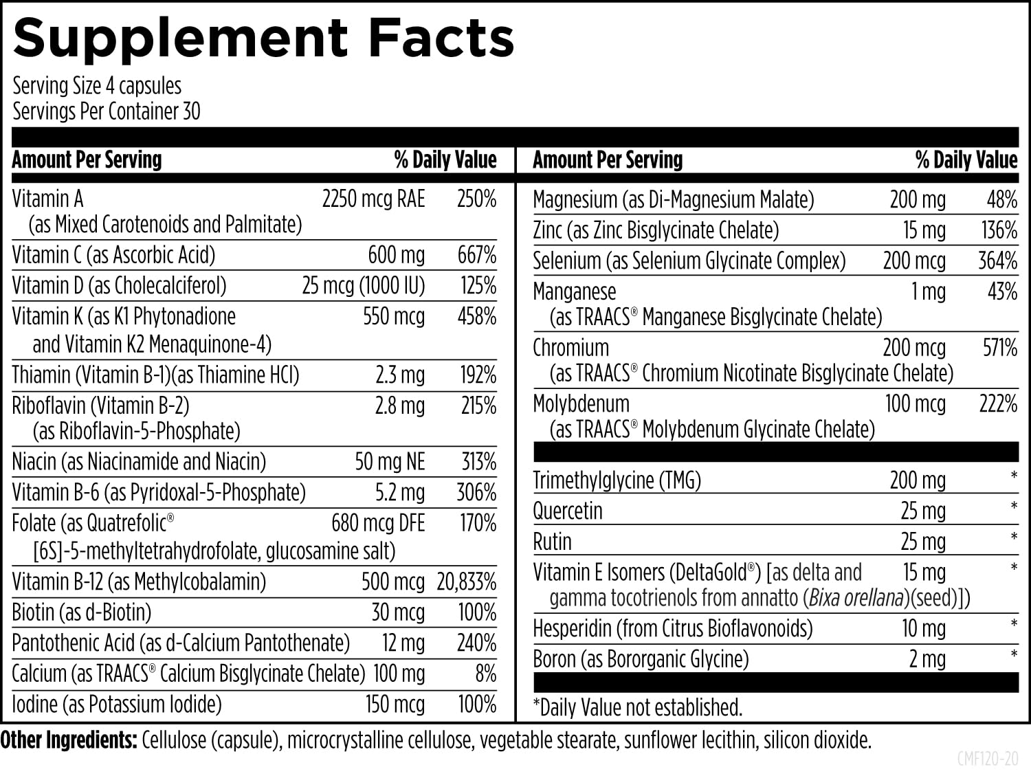 Designs for Health DFH Complete Multi - Comprehensive Multi Vitamin + Mineral Supplement with Folate, 1000 IU Vitamin D, Immune Support Vitamins - Multivitamin with No Copper, No Iron (120 Capsules) - Image 3