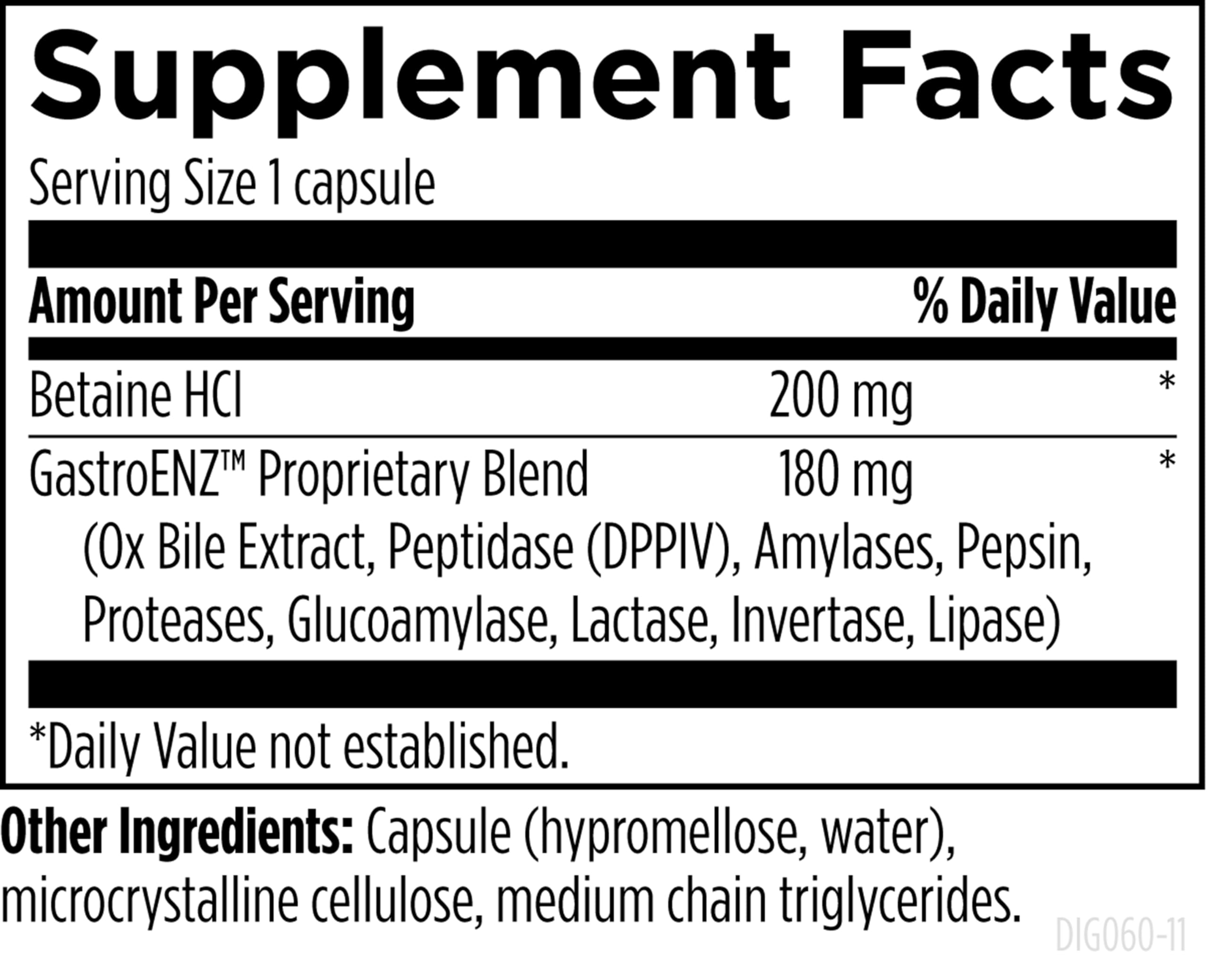 Designs for Health Digestzymes - Digestive Enzymes + Betaine Hydrochloride for Gas & Bloating Relief - Pepsin, Ox Bile, Lactase Enzyme & Lipase Enzymes for Digestion (60 Capsules) - Image 5