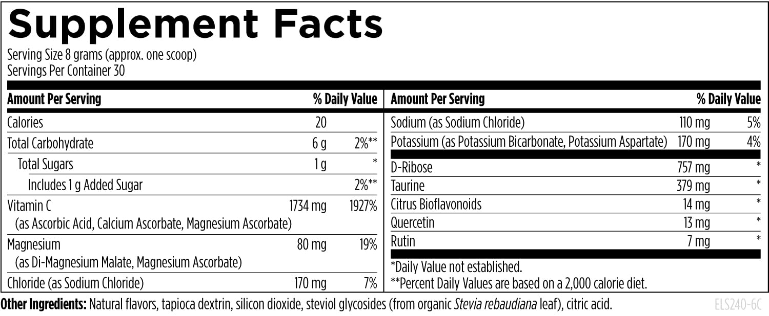 Designs for Health Electrolyte Synergy Powder - Hydration Support Drink Mix Powder Supplement with Vitamin C, D-Ribose + Antioxidants - Natural Lemon-Orange Flavor (30 Servings / 240g) - Image 3