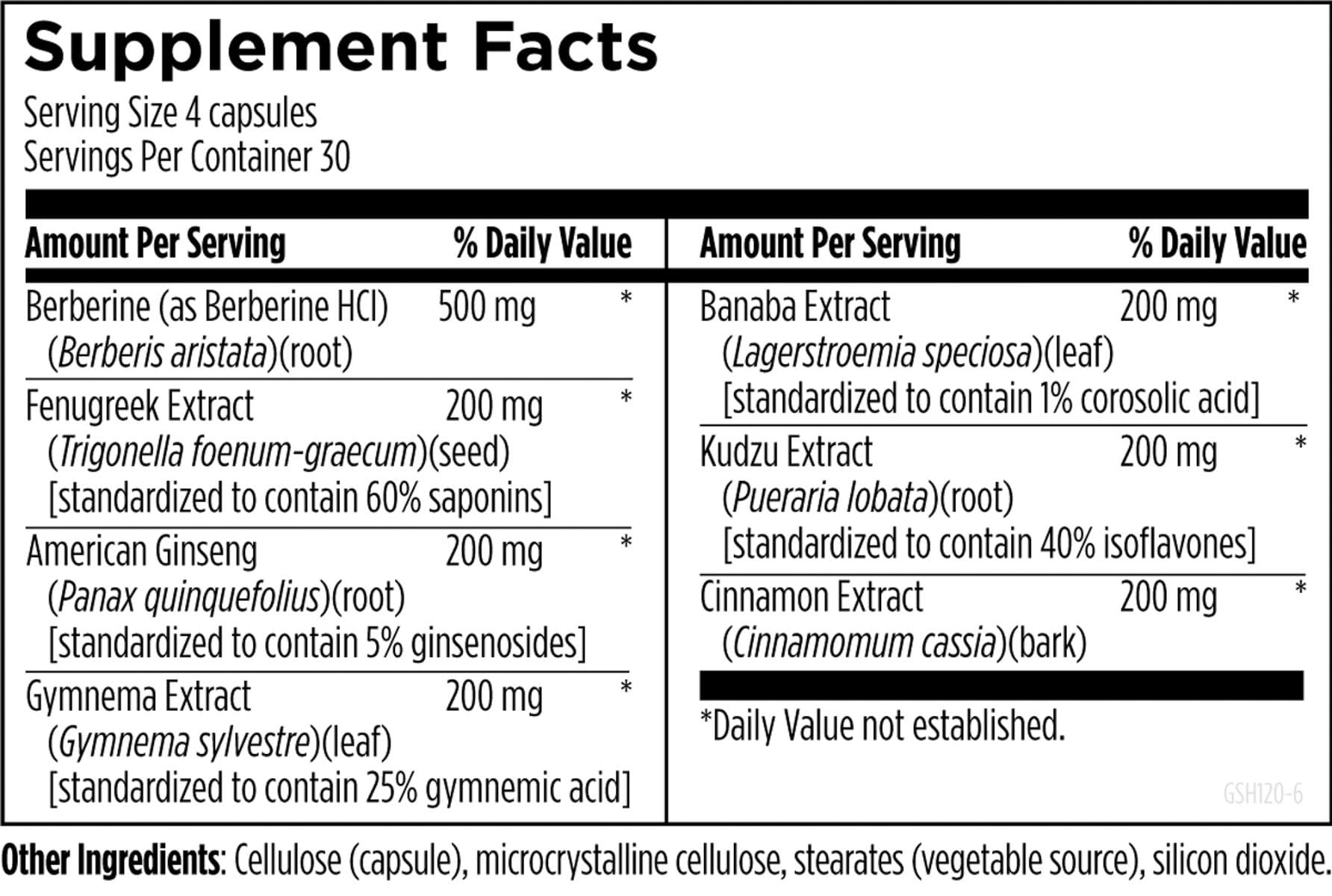 Designs for Health GlucoSupreme Herbal Supplement - Berberine HCl, Banaba, Ginseng + Cinnamon Extract - Vegan, Non-GMO Supplements (120 Capsules) - Image 3