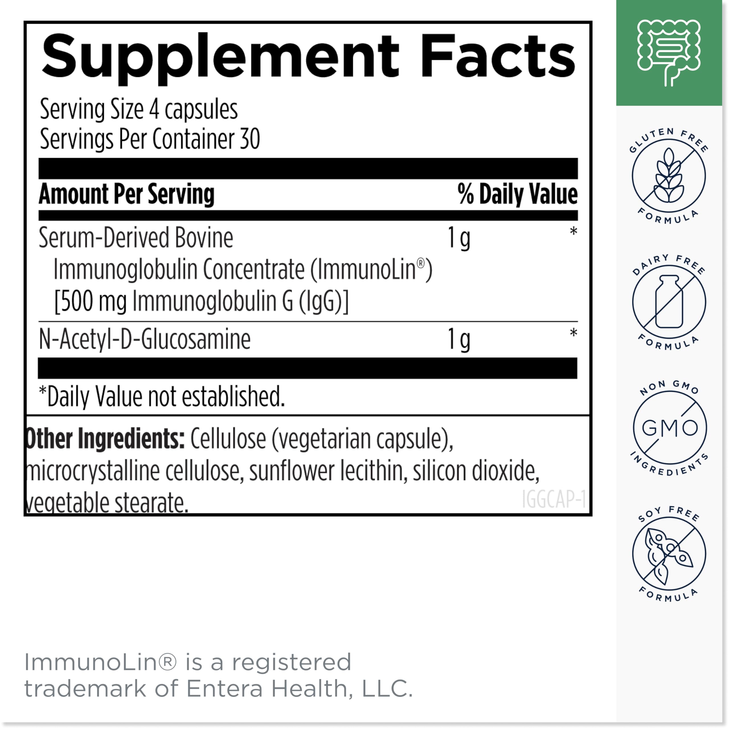 Designs for Health IgGI Shield - Gut Health & Immune Support Powder with Dairy-Free ImmunoLin Immunoglobulin and NAG - Help Bind & Remove Toxins and Fortify the Intestinal Barrier (120 Capsules) - Image 6