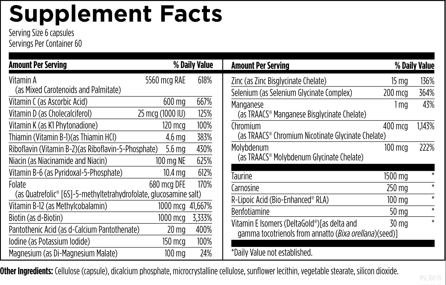 Designs for Health Metabolic Synergy - Multivitamin and Mineral Supplement with Chromium, Zinc, Selenium, R-Lipoic Acid, Vitamins + More (360 Capsules) - Image 5