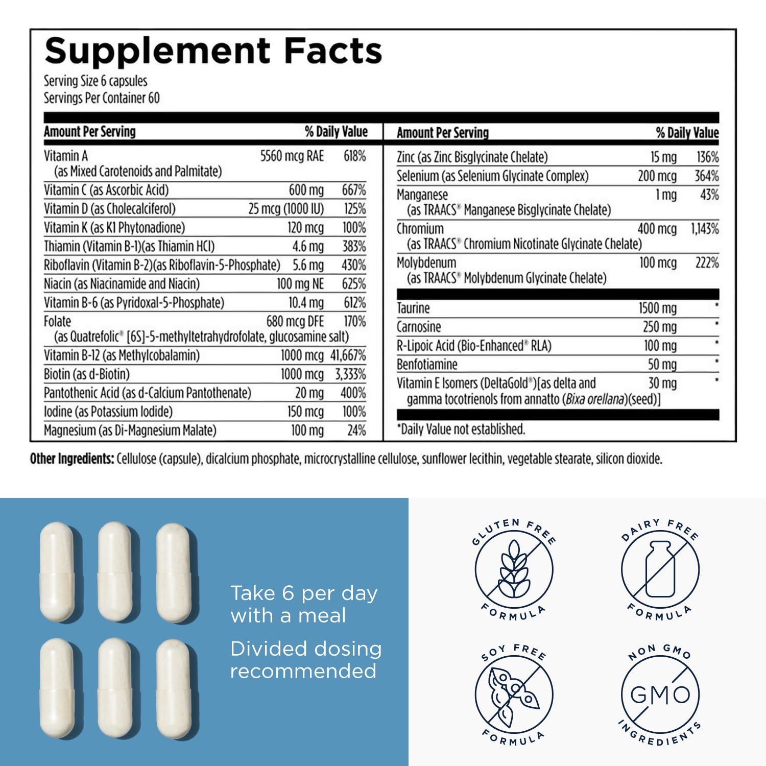Designs for Health Metabolic Synergy - Multivitamin and Mineral Supplement with Chromium, Zinc, Selenium, R-Lipoic Acid, Vitamins + More (360 Capsules) - Image 6