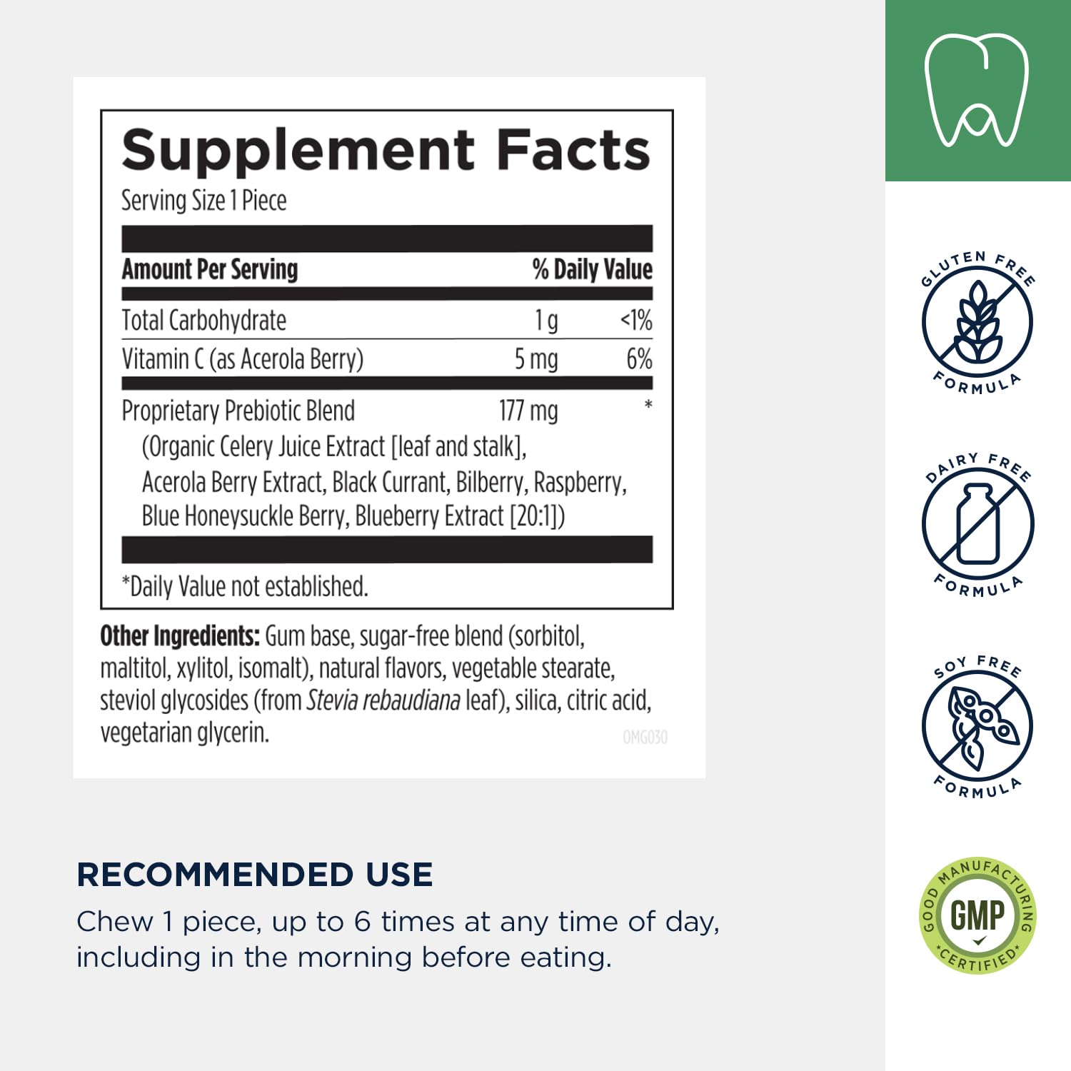 Designs for Health NOx Oral Microbiome Gum, Bright Berry - Nitric Oxide Booster Chewing Gum, Prebiotic Blend & Vitamin C - Vegan, Sugar Free (30 Pieces) - Image 5