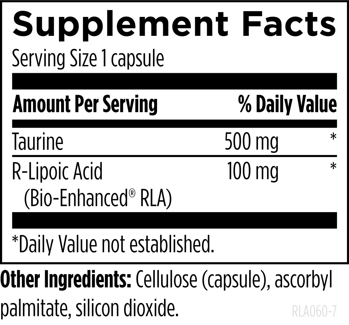 Designs for Health Stabilized R-Lipoic Acid Supreme - 100mg RLA Supplement with Taurine - Non-GMO, Gluten Free (60 Capsules) - Image 3