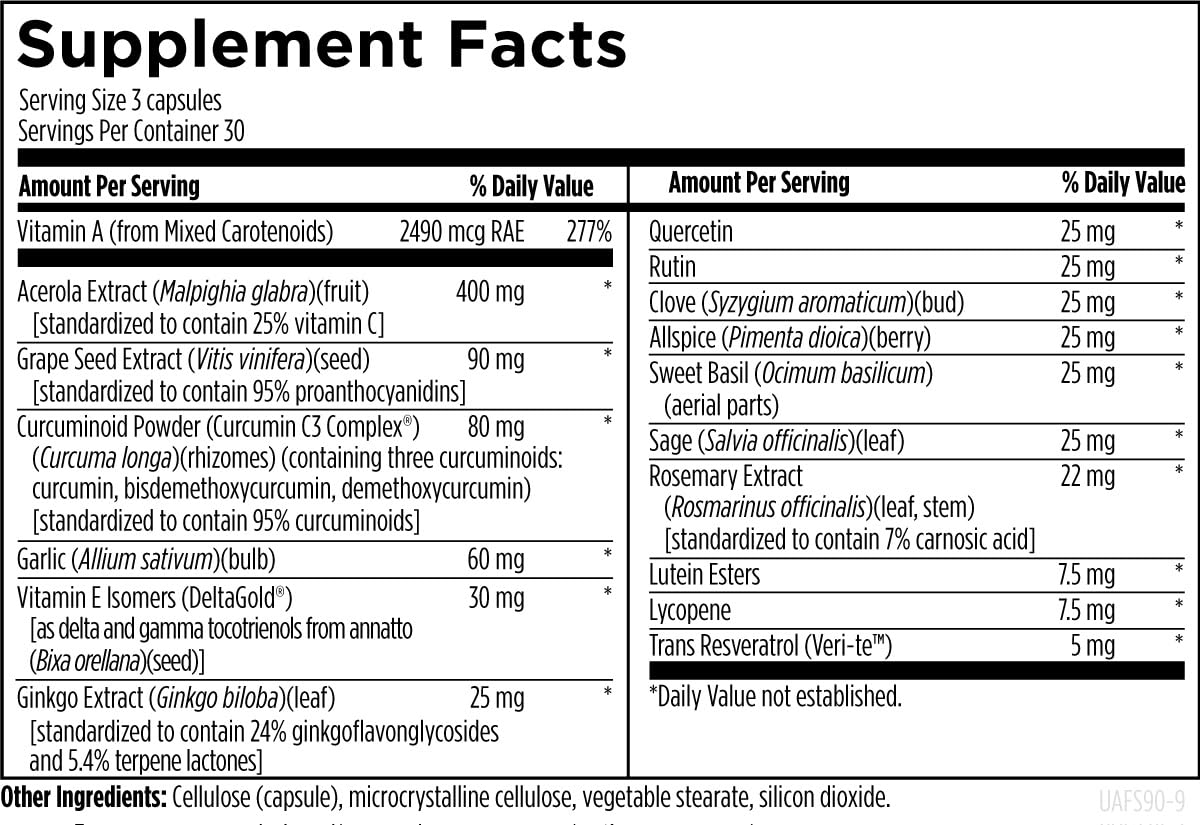 Designs for Health Ultimate Antiox Full Spectrum - Antioxidant Supplement with Resveratrol, Acerola, Lutein, Curcumin C3, Quercetin + More (90 Capsules) - Image 3