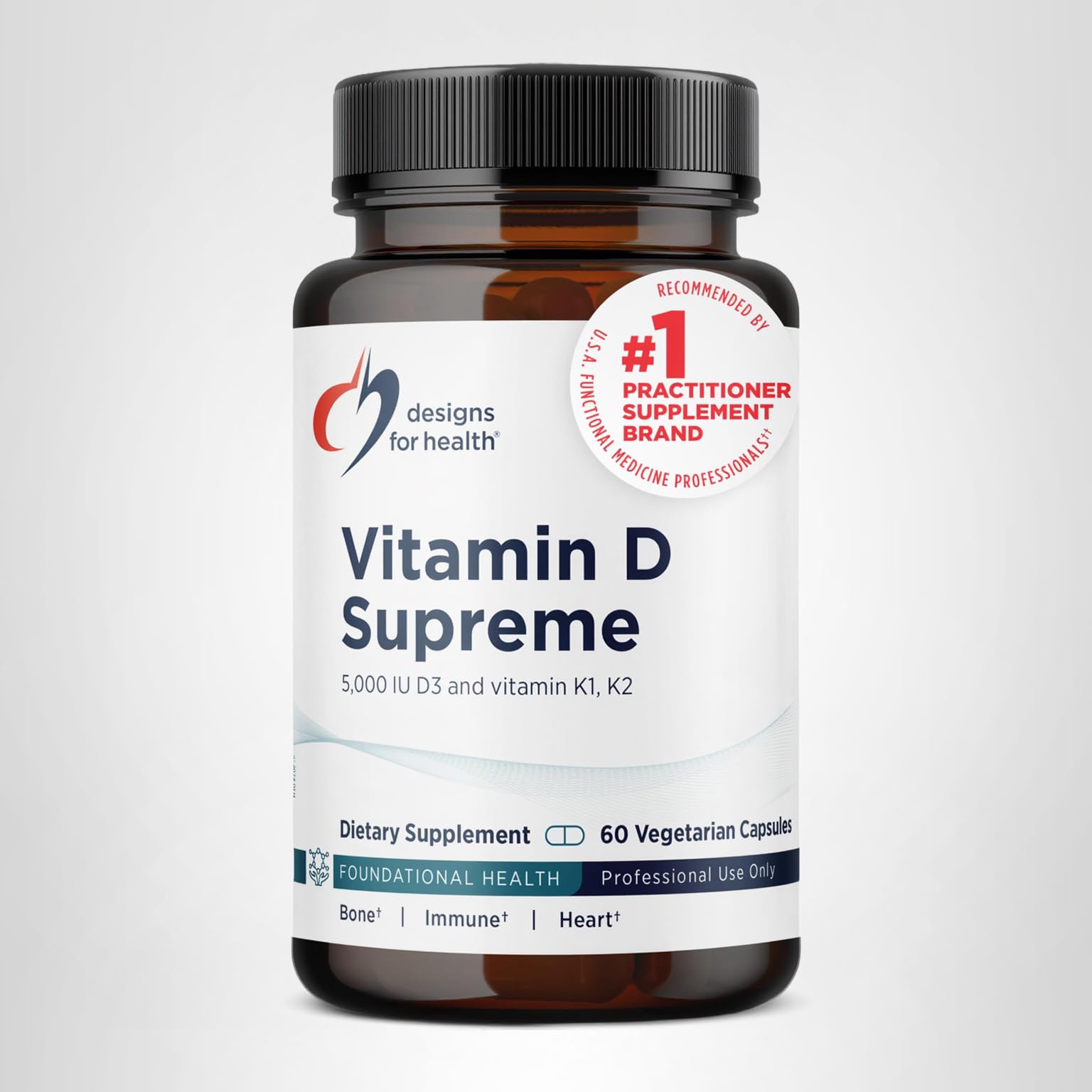 Designs for Health Vitamin D Supreme - Vitamin D 5000 IU with 2000mcg Vitamin K as MK4 for Bone Health, Heart Health, Mood & Immune Support - Vitamin D3 Enhanced with GG Supplement (60 Capsules) - Image 10